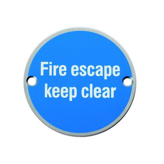 Sign Fire Door Keep Clear Satin Stainless Steel 