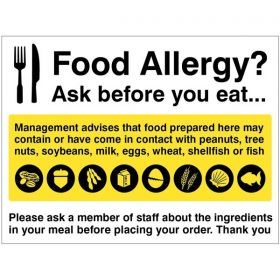 Food Allergy? Ask Before You Eat Safety Sign - Rigid Plastic - 15632K