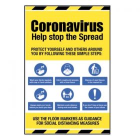 Coronavirus Help Stop The Spread Sign - Rigid Plastic - 18426K