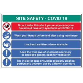 Construction Site Safety Sign - COVID-19 - Rigid Plastic - 18454W