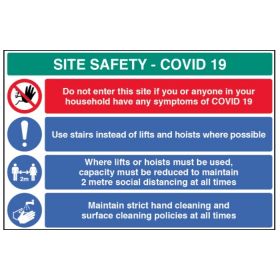 Construction Site Safety Sign - COVID-19 - Rigid Plastic - 18455W