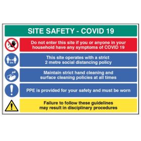 Coronavirus Construction Site Safety Sign - Rigid Plastic - 18456W