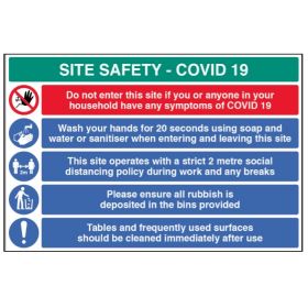 Coronavirus Construction Site Safety Sign - Rigid Plastic - 18457W