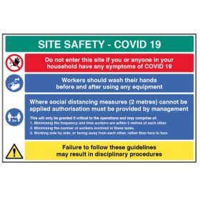 Coronavirus Building Site Safety Sign - Rigid Plastic - 18458W