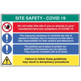 Coronavirus Building Site Safety Sign - Rigid Plastic - 18459W