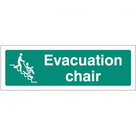 Evacuation Chair Sign - Rigid PVC - 300 x 100mm - 12147G