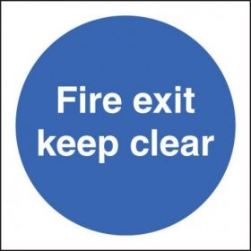 Fire Exit Keep Clear Sign - Self-Adhesive Vinyl - 80 x 80mm - 21606B