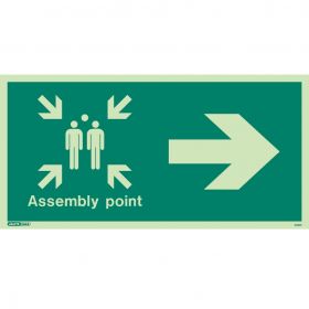 Jalite 4050I Assembly Point Location Sign With Right Arrow - Photoluminescent - 200 x 400mm