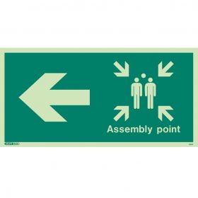 Jalite 4050I Assembly Point Location Sign With Left Arrow - Photoluminescent - 200 x 400mm