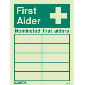 Jalite 4144D Photoluminescent Nominated First Aiders Sign