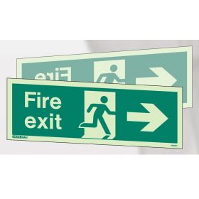 Jalite 430DSK Left / Right Hand Fire Exit Double Sided Ceiling Suspended Sign - Photoluminescent - 150 x 400mm