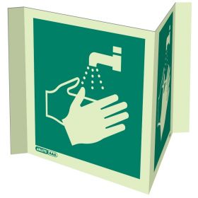 Jalite 4391P20 Wall Mounted Panoramic Wash Your Hands Sign - Photoluminescent - 200 x 200mm