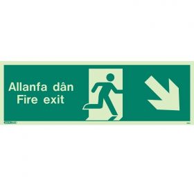 Jalite Allanfa Dan Fire Exit Sign - Down Right Arrow - 482U