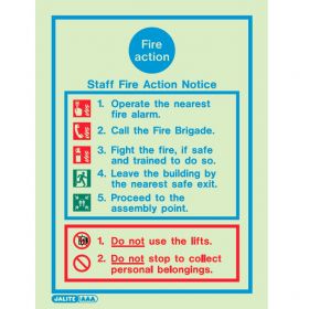 Jalite 5479D Staff Fire Action Notice - 150 x 200mm