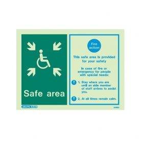 Jalite 5495D Safe Area Fire Action Sign For Persons With Special Needs - 150 x 200mm