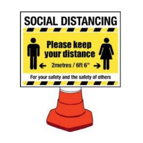Building Site Social Distancing Sign - Cone Mounting Version - 58444