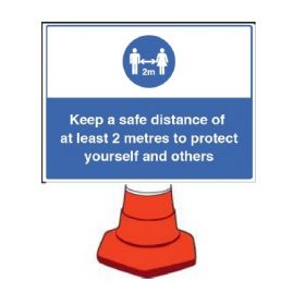 Building Site Social Distancing Sign - Cone Mounting Version - 58445