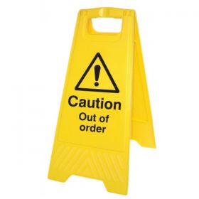 Caution Out Of Order Standing Warning Sign - Yellow - 58543