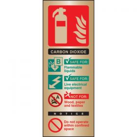 Brass CO2 Fire Extinguisher ID Sign - 59180