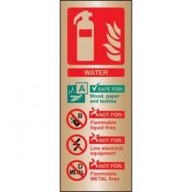 Brass Water Fire Extinguisher ID Sign - 59182