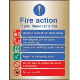 Brass Fire Action Sign - 59529