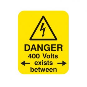 Danger 400 Volts Exists Between Warning Label - Roll of 100 - 59787