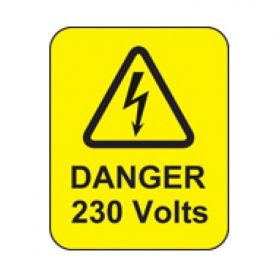 Danger 230 Volts Hazard Warning Label - Roll of 100 - 59789