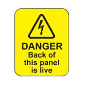 Danger Back Of This Panel Is Live Warning Label - Roll of 100 - 59795