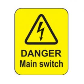 Danger Main Switch Hazard Warning Label - Roll of 100 - 59796