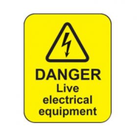 Danger Live Electrical Equipment Warning Label - Roll of 100 - 59797