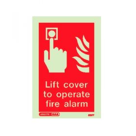 Jalite 6131Y Lift Cover To Operate Fire Alarm Sign - 150 x 100mm