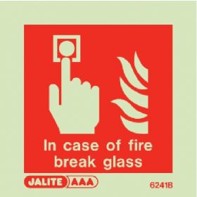Jalite 6241 B In Case Of Fire Break Glass Call Point Sign - 80 x 80mm