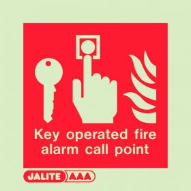 Jalite 6348A Key Operated Fire Alarm Call Point Sign - Photoluminescent - 100 x 100mm