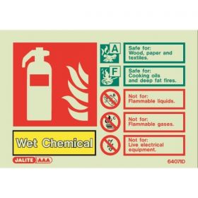 6407ID Jalite Rigid PVC Photoluminescent Wet Chemical Extinguisher ID Sign 150 x 105mm