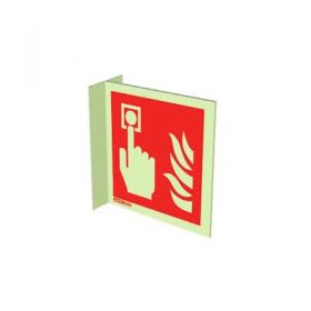Jalite 6421FS20 Wall Mounted Double Sided Fire Alarm Call Point Sign - Photoluminescent - 200 x 200mm