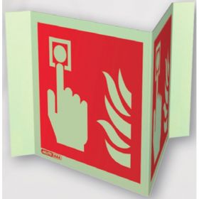 Jalite 6421P15 Wall Mounted Panoramic Fire Alarm Call Point Sign - Photoluminescent - 150 x 150mm
