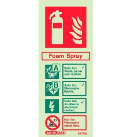 Jalite 6474M Photoluminescent Foam Spray Extinguisher ID Sign 80 x 200mm