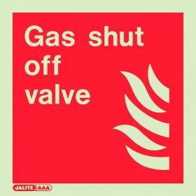 Jalite 6581E Gas Shut Off Valve Sign - Photoluminescent - 200 x 200mm