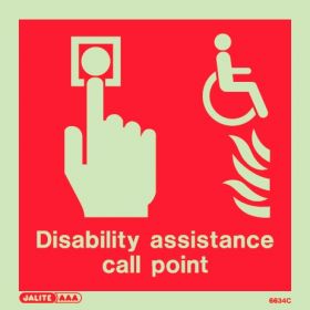 Jalite 6634C Disability Assistance Call Point Sign - Photoluminescent - 150 x 150mm