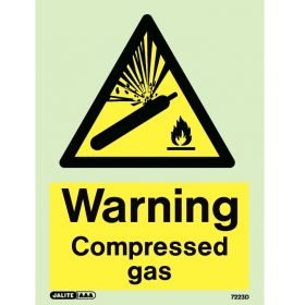 Jalite 7223D Photoluminescent Warning Compressed Gas Sign 200 x 150mm