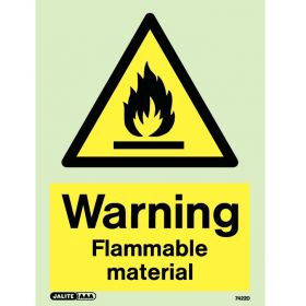 Jalite 7422DD Photoluminescent Warning Flammable Material Sign 300 x 200mm