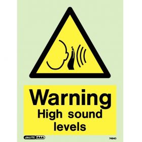 Jalite 7494D Photoluminescent Warning High Sound Levels Sign 150 x 200mm