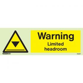 Jalite 7583PT Warning Limited Headroom Sign - Photoluminescent (Rigid PVC Version)