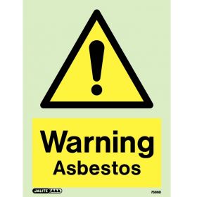 Jalite 7586D Photoluminescent Warning Asbestos Sign 200 x 150mm
