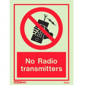 Jalite 8003D No Radio Transmitters Sign 200mm x 150mm