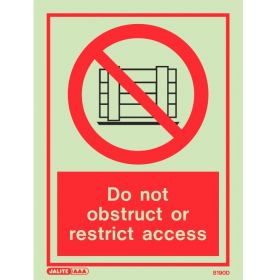Jalite 8190D Do Not Obstruct Or Restrict Access Sign - 150 x 200mm