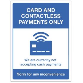 Card And Contactless Payments Only Sign - Rigid PVC - 18471