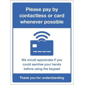 Please Pay By Contactless Or Card Whenever Possible - Self-Adhesive Vinyl - 28584