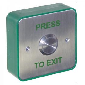 Securefast Stainless Steel Press To Exit Button - With Green Backbox - AEB26