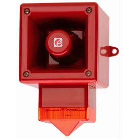 E2S AL105NXDC024R/A Industrial Sounder Beacon - 24V DC - Red Body Amber Lens - IP66